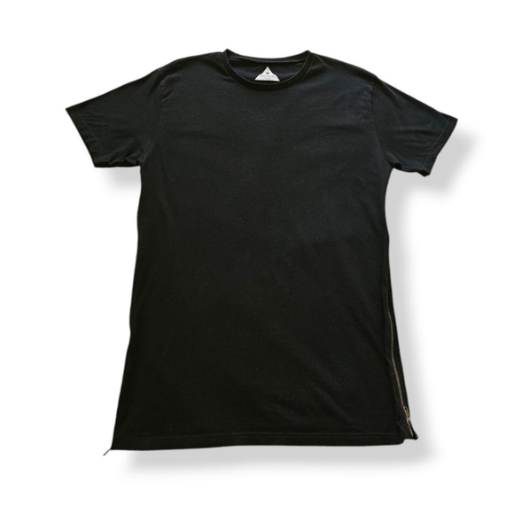 Topman Black Full Side Zipper Long Line T-Shirt - Picture 8 of 8